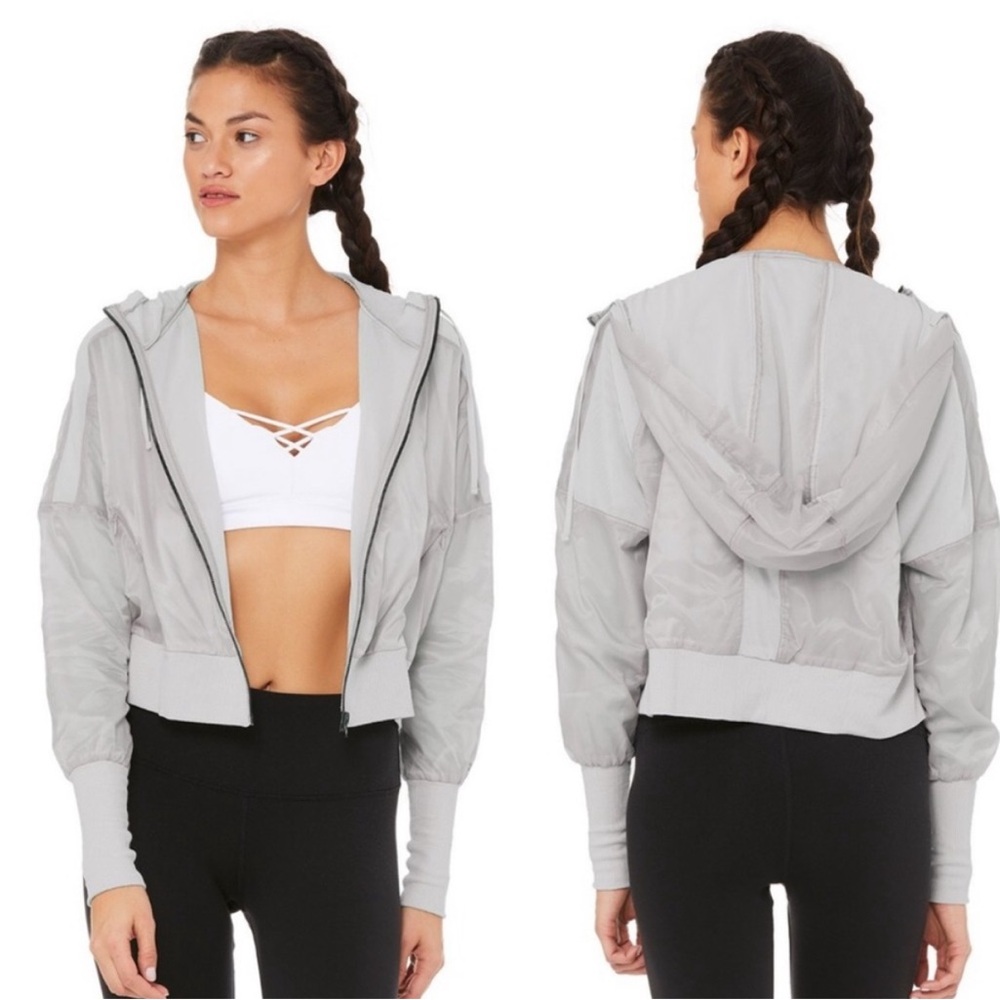 Alo Women's Aqua Sheer Pink Hooded Jacket
